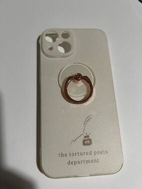 iPhone 14 Taylor Swift Cream iPhone Case with Rose Gold Ring